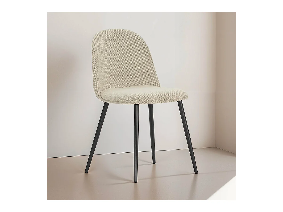 Lot de 4 chaises en tissu beige - Haven