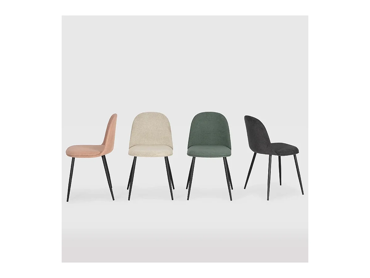 Lot de 4 chaises en tissu beige - Haven