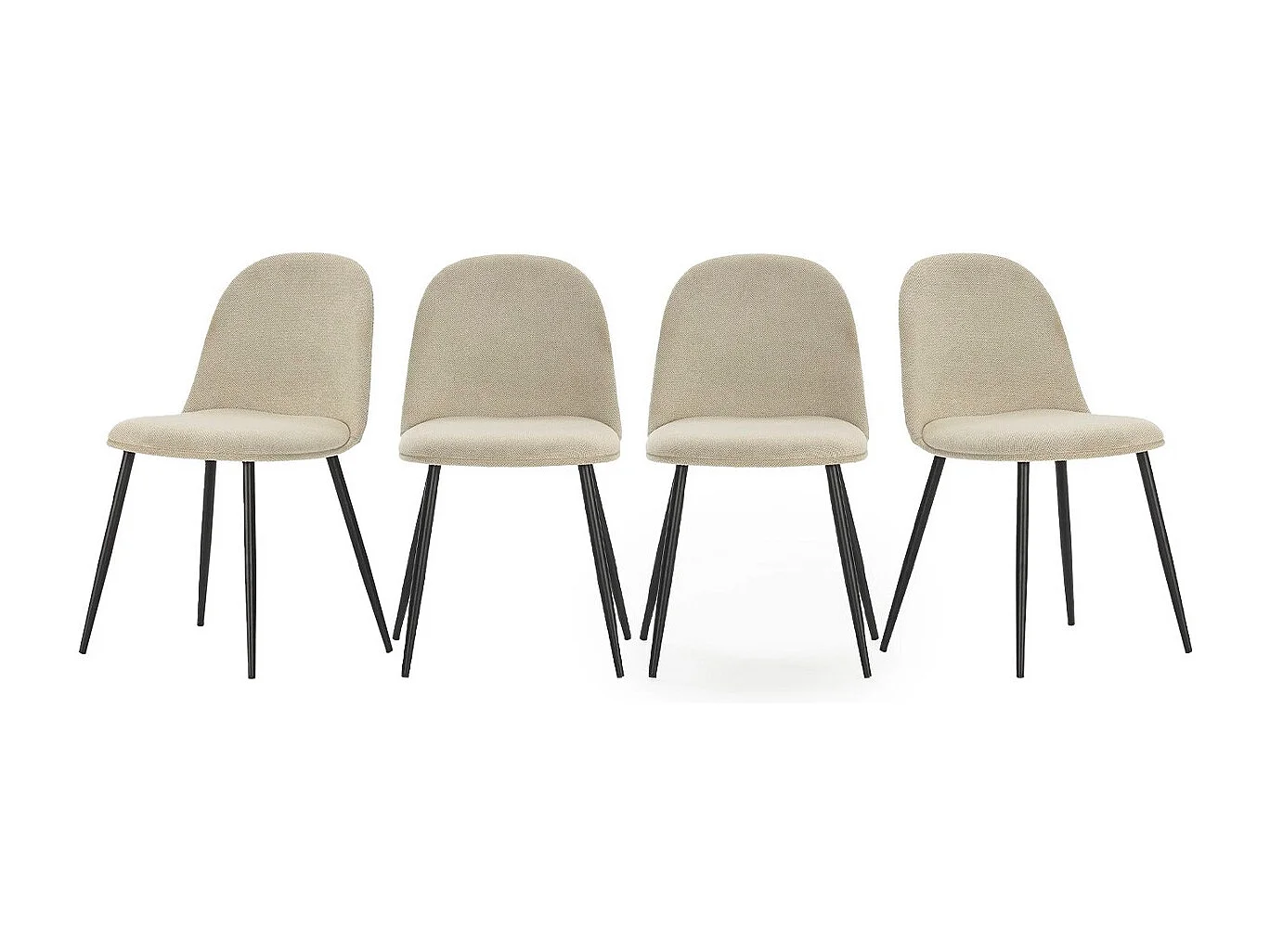 Lot de 4 chaises en tissu beige - Haven
