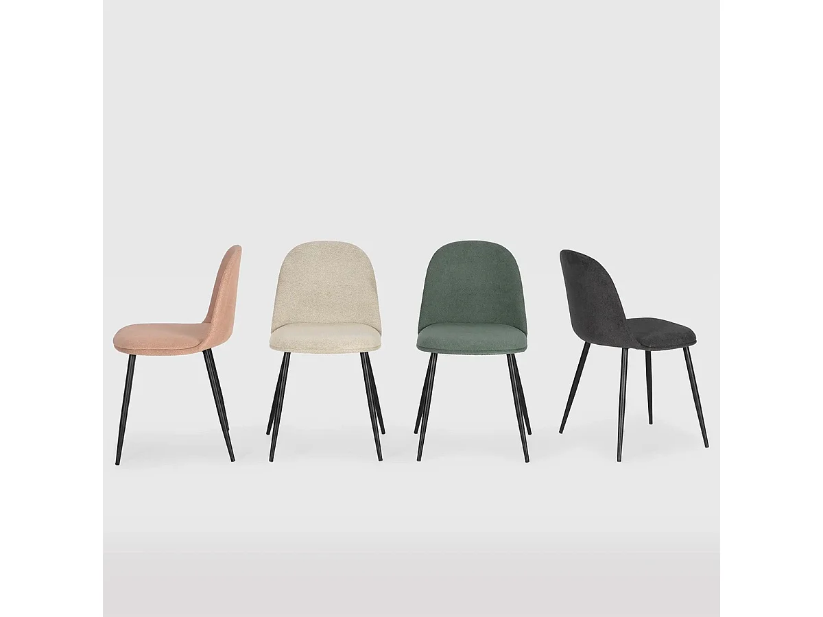 Lot de 4 chaises en tissu beige - Haven