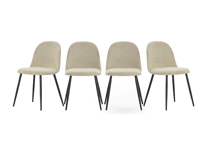 Lot de 4 chaises en tissu beige - Haven