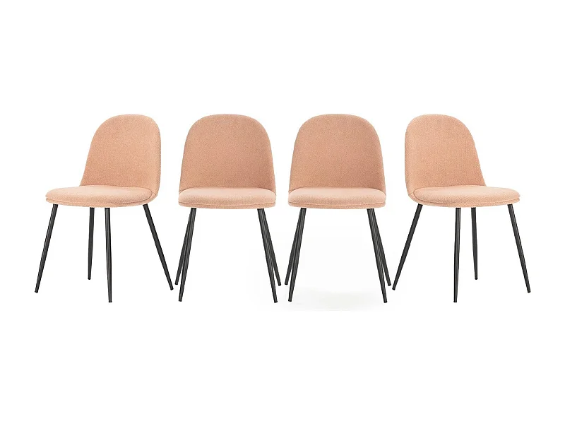 Lot de 4 chaises en tissu rose pâle - Haven
