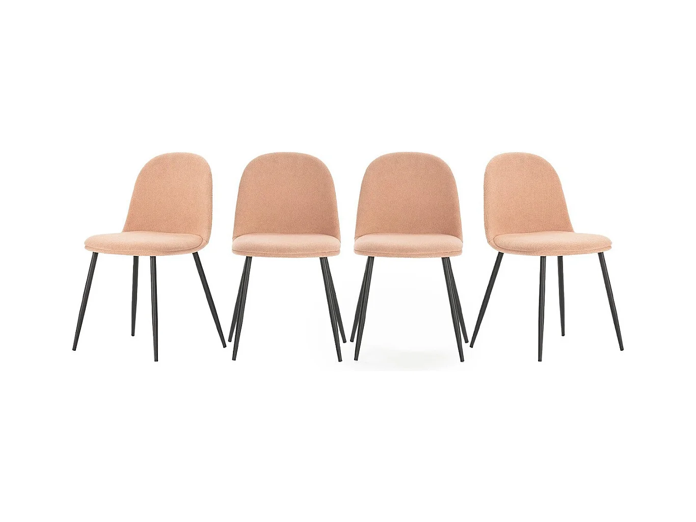 Lot de 4 chaises en tissu rose pâle - Haven