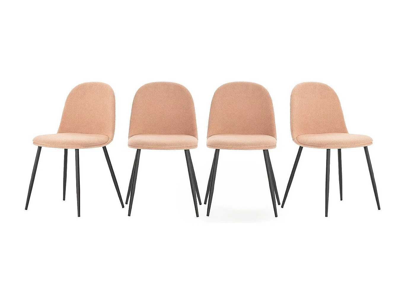 Lot de 4 chaises en tissu rose pâle - Haven