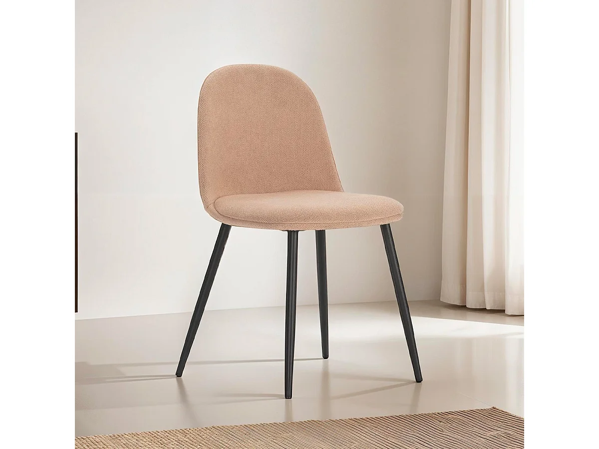 Lot de 4 chaises en tissu rose pâle - Haven