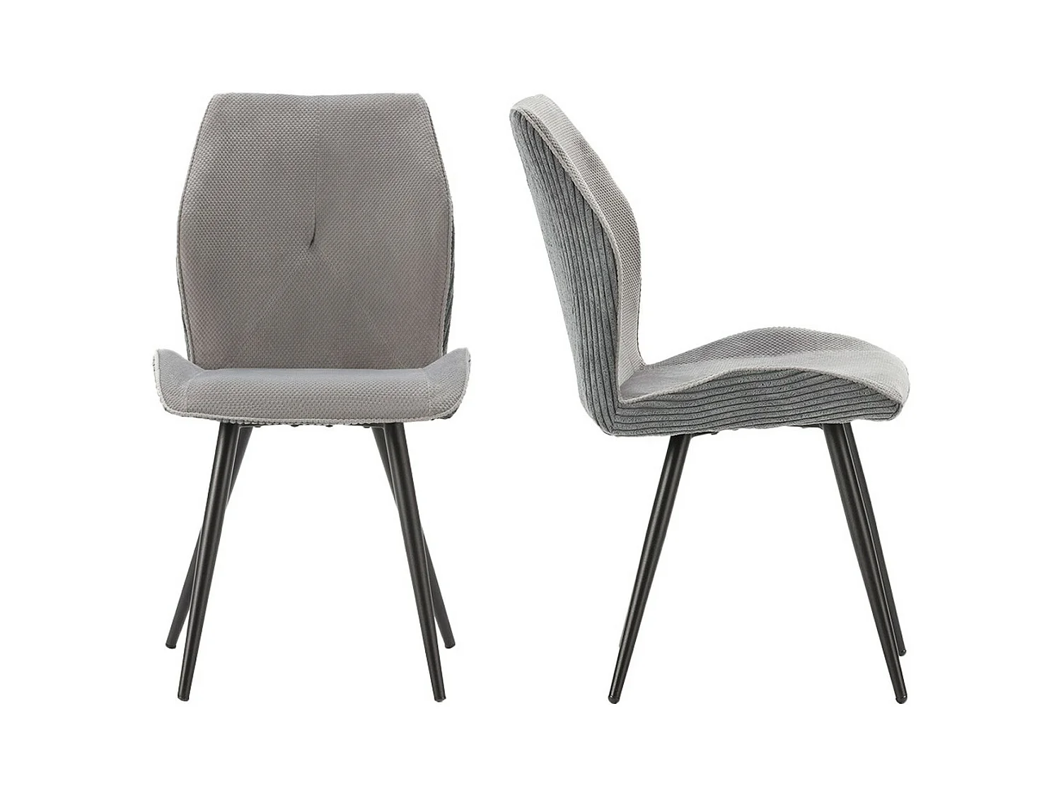 Lot de 2 chaises en velours côtelé gris - Lykke