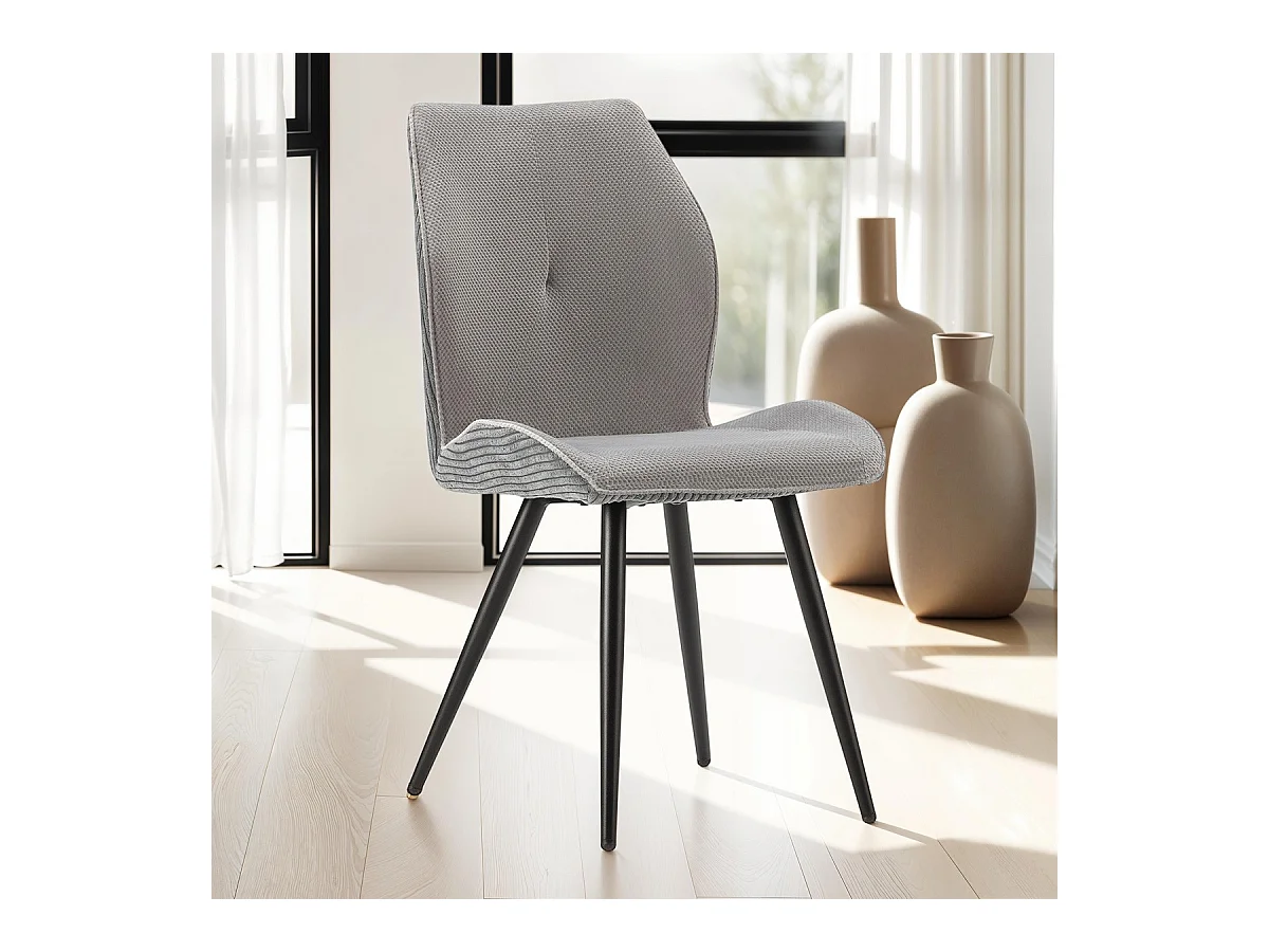 Lot de 2 chaises en velours côtelé gris - Lykke