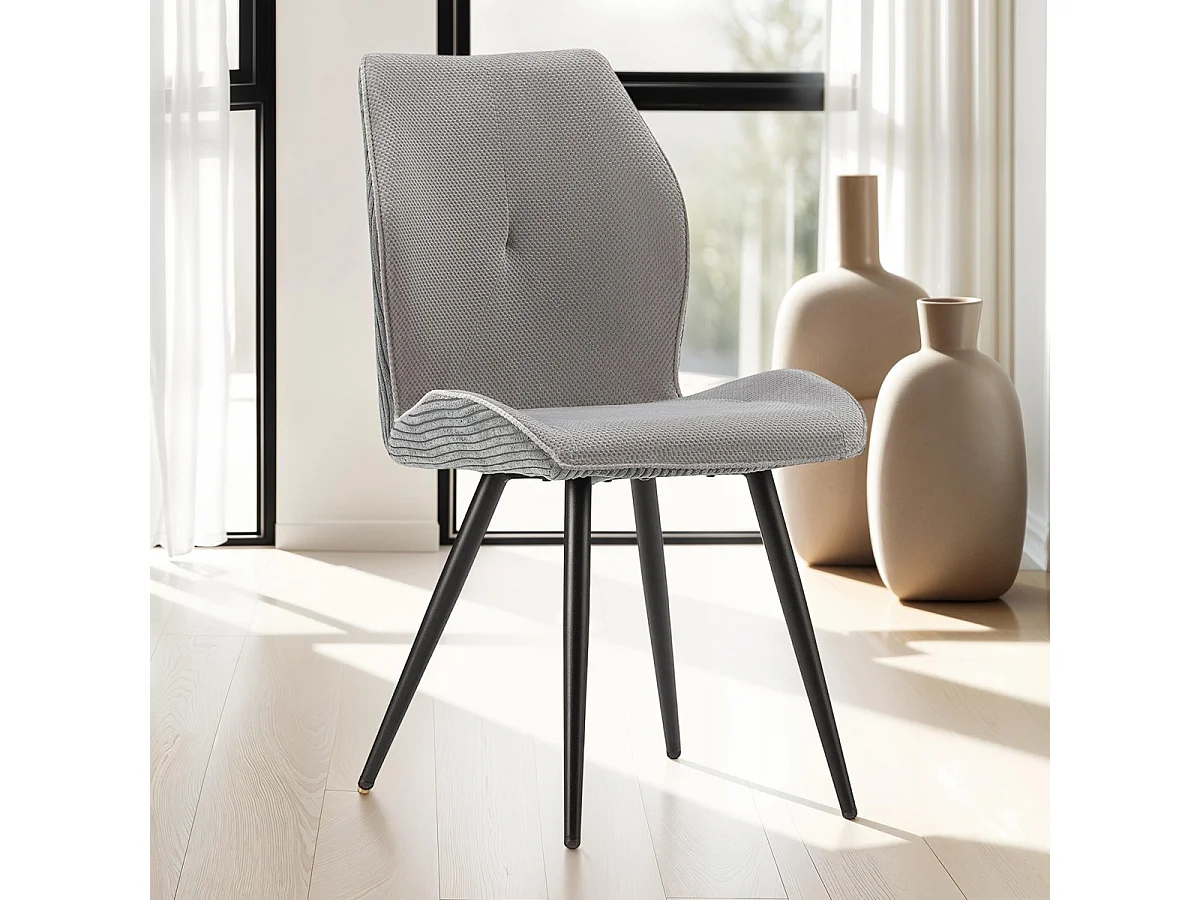 Lot de 2 chaises en velours côtelé gris - Lykke