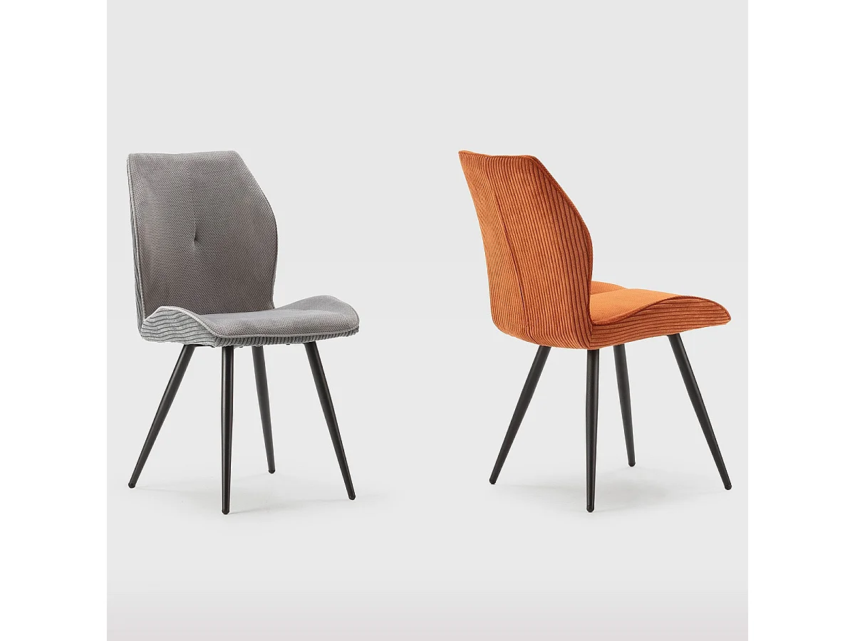 Lot de 2 chaises en velours côtelé gris - Lykke