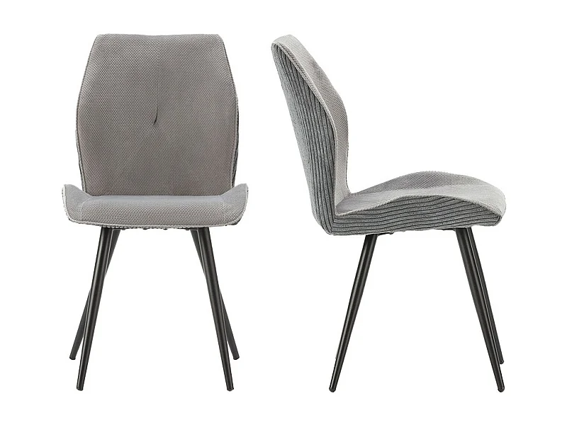 Lot de 2 chaises en velours côtelé gris - Lykke