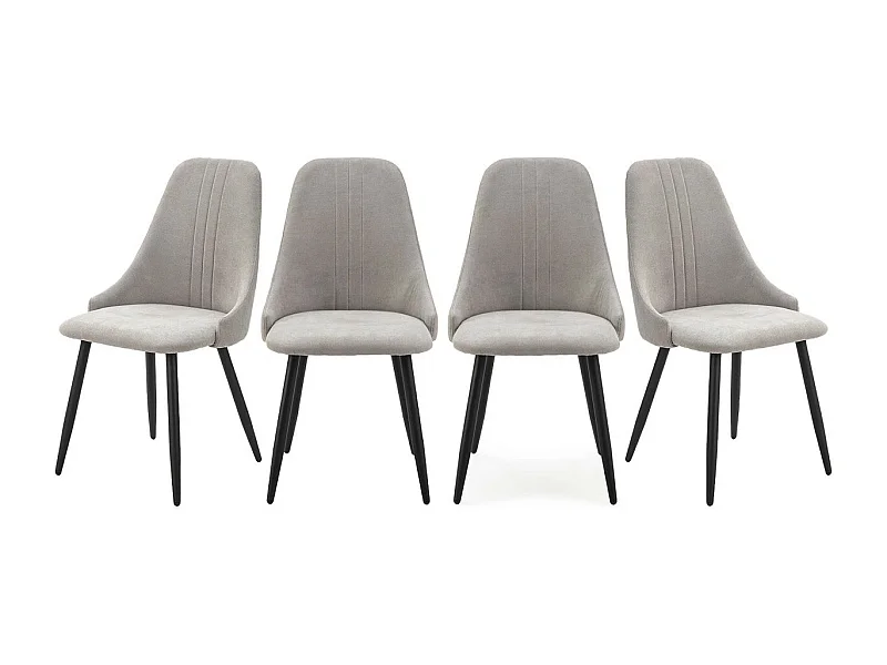 Lot de 4 chaises en tissu gris clair - Soan