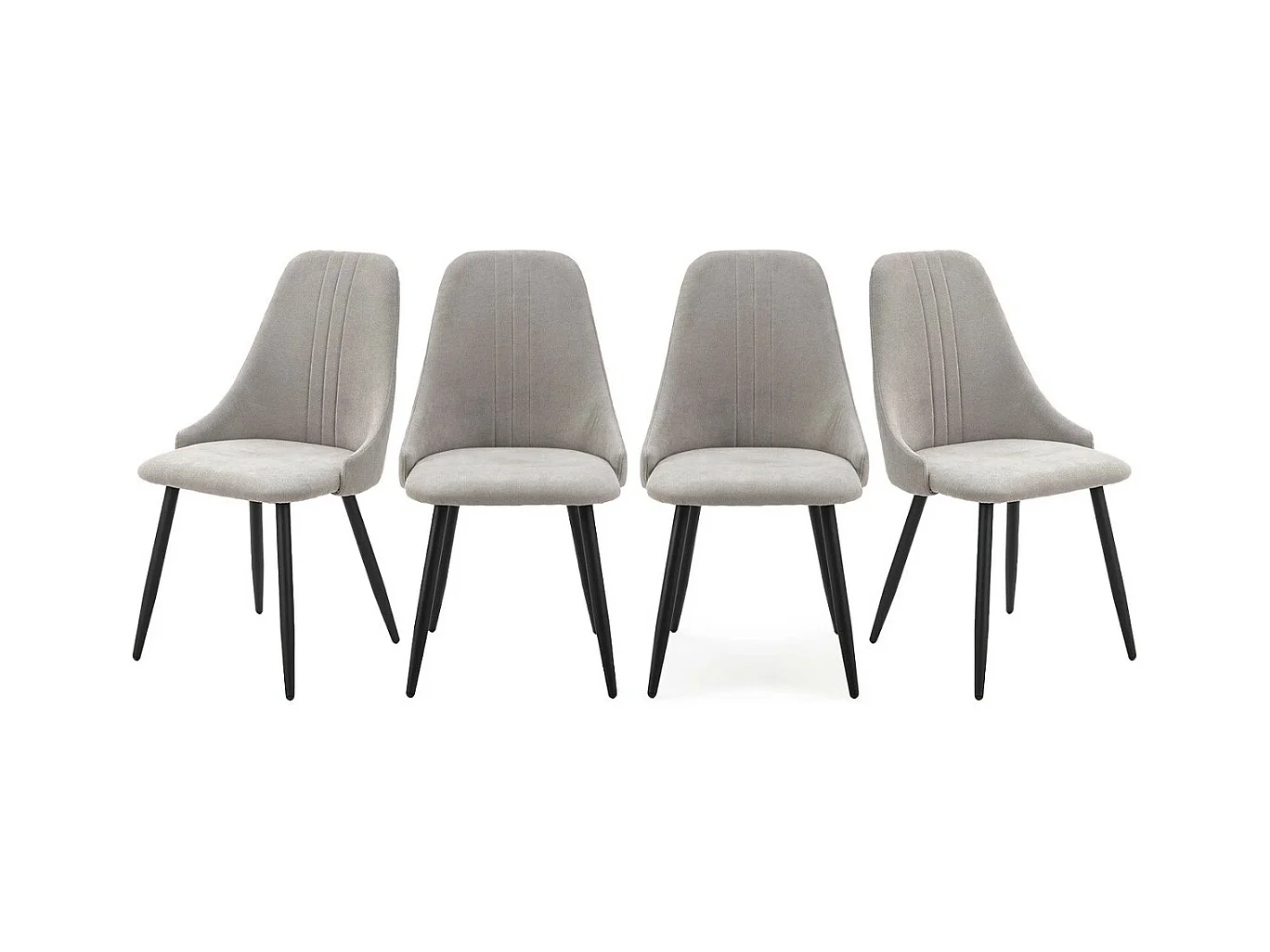 Lot de 4 chaises en tissu gris clair - Soan