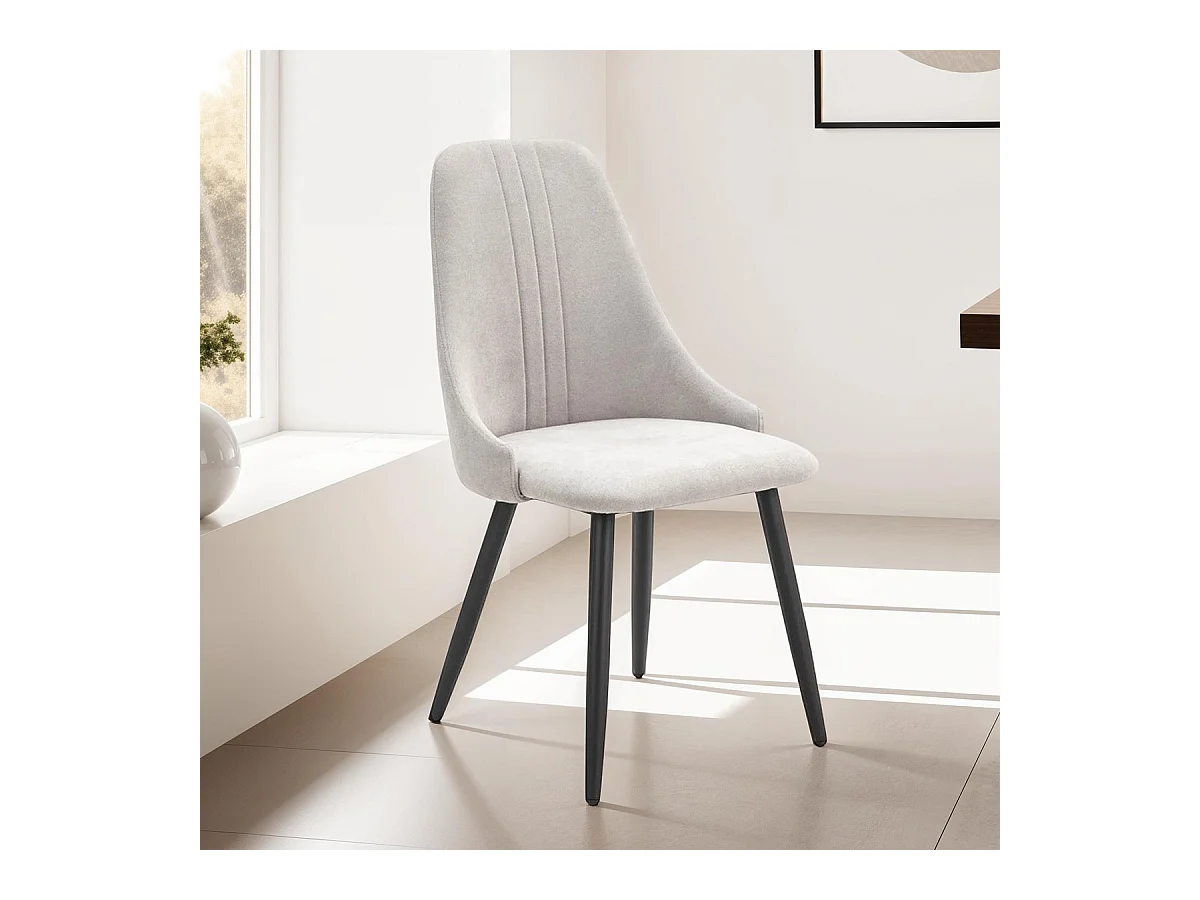 Lot de 4 chaises en tissu gris clair - Soan