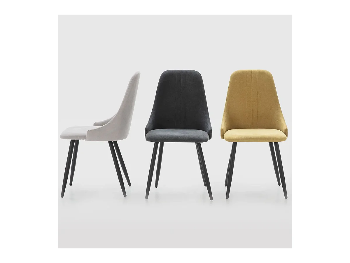 Lot de 4 chaises en tissu gris clair - Soan