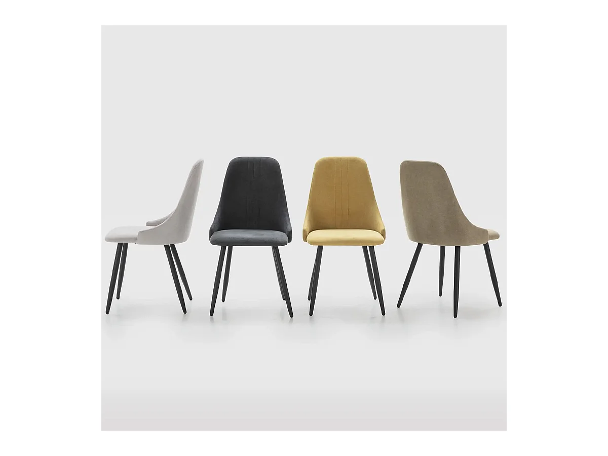 Lot de 4 chaises en tissu gris clair - Soan