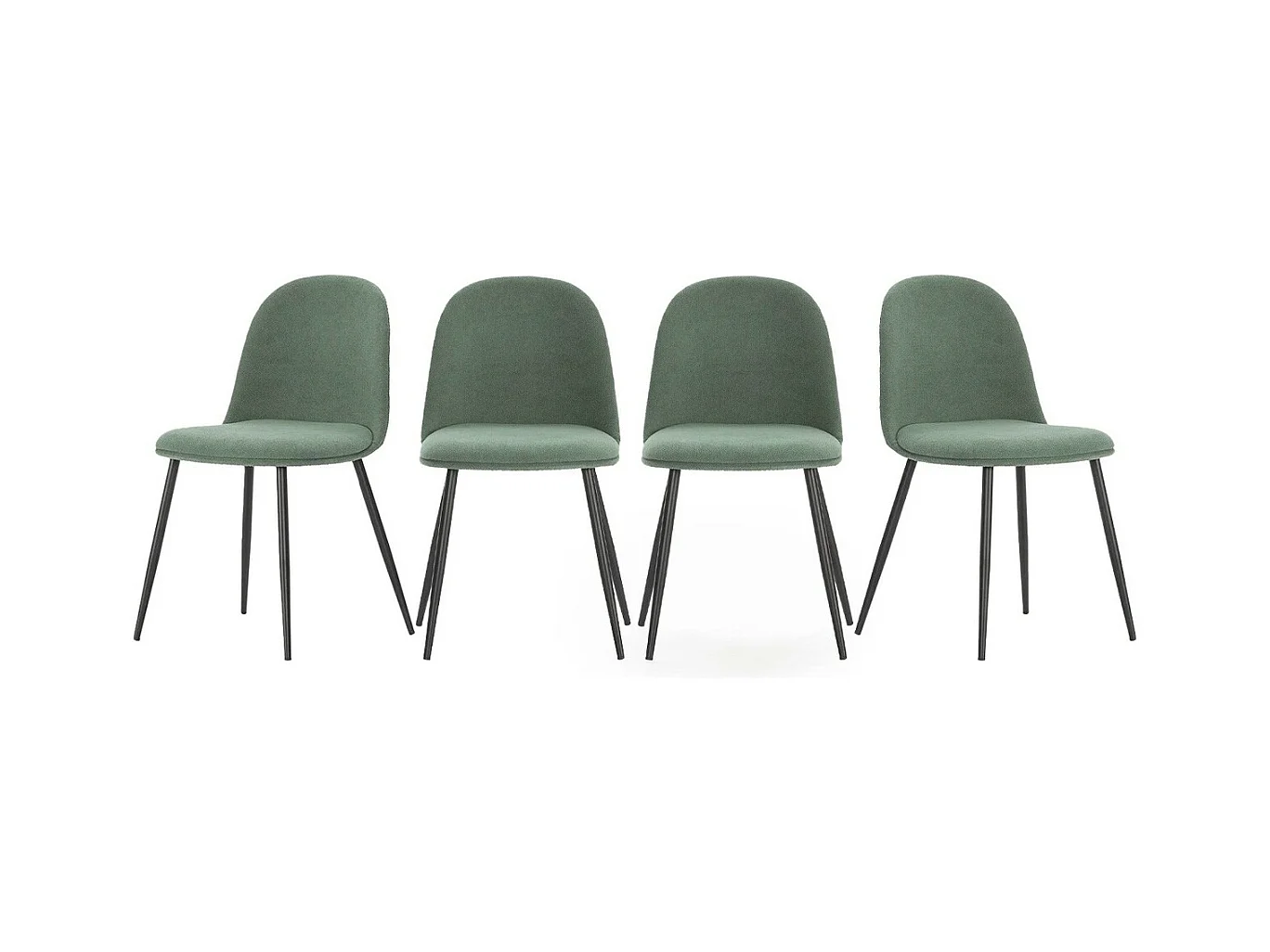 Lot de 4 chaises en tissu vert - Haven