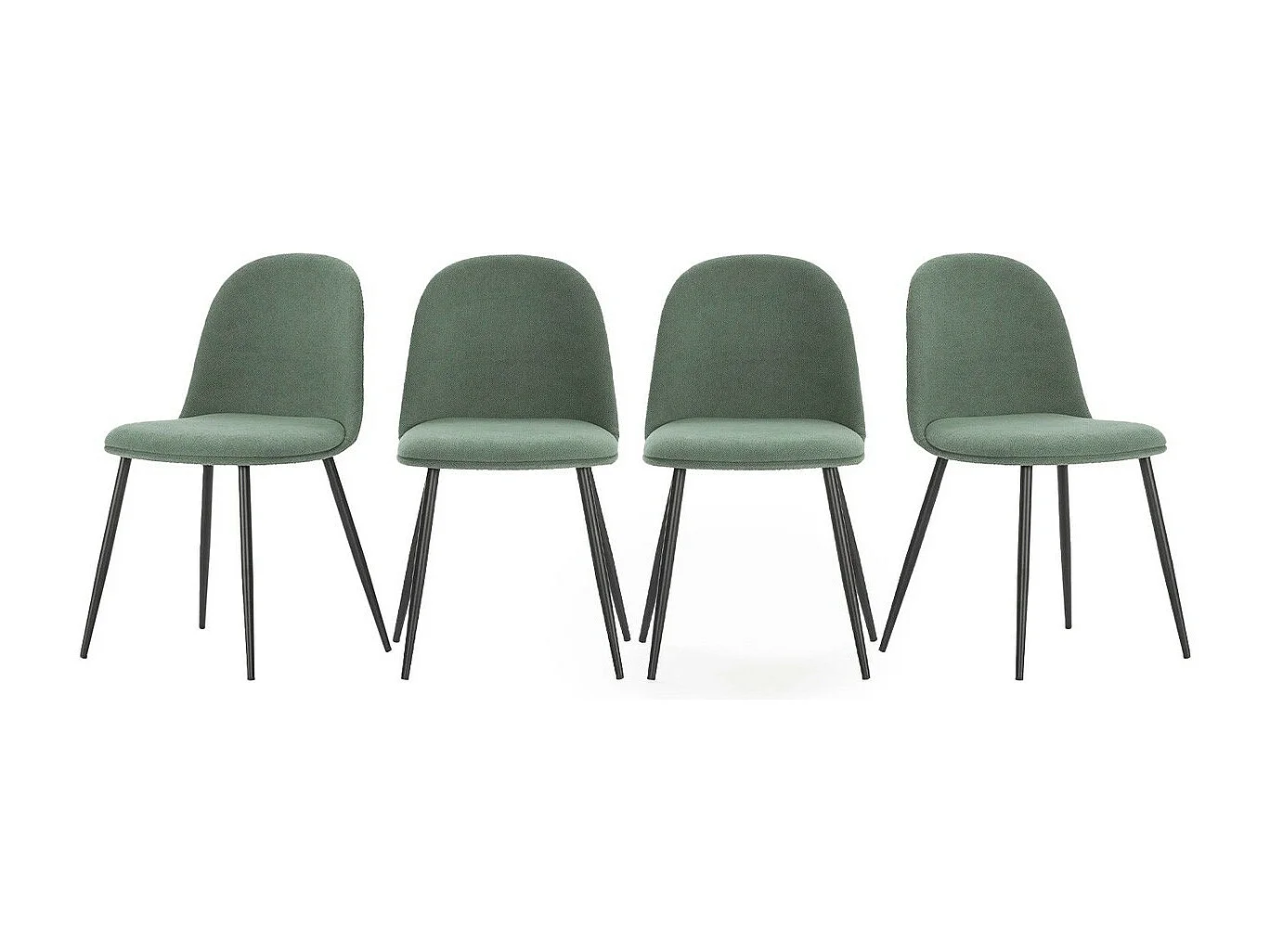 Lot de 4 chaises en tissu vert - Haven