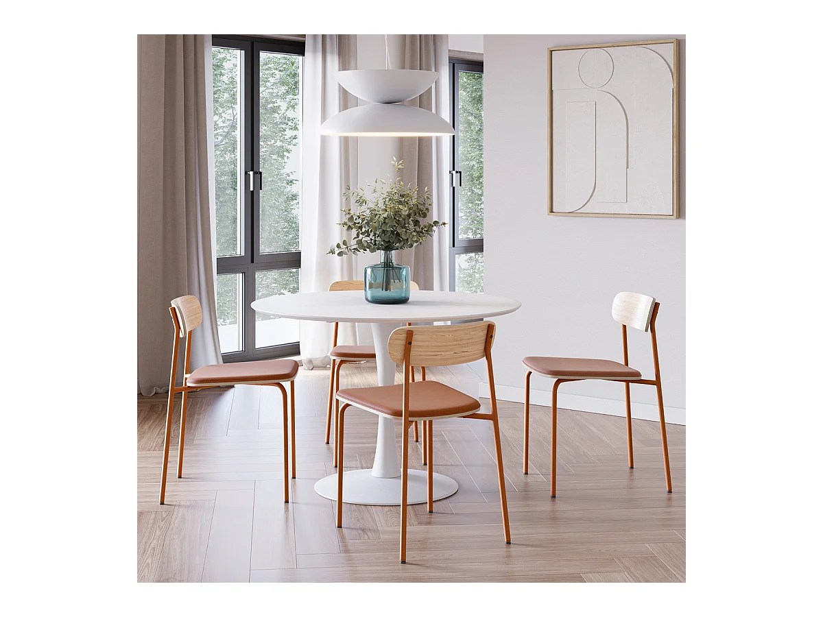 Lot de 2 chaises en tissu terracotta et effet bois - Svala