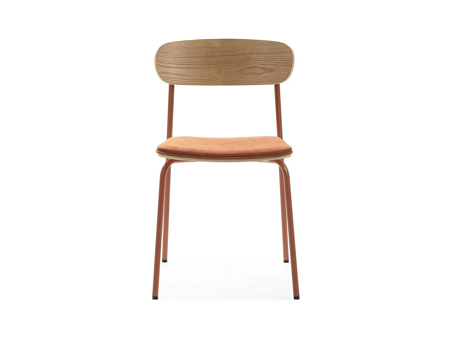 Lot de 2 chaises en tissu terracotta et effet bois - Svala