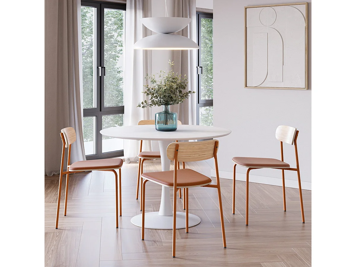 Lot de 2 chaises en tissu terracotta et effet bois - Svala