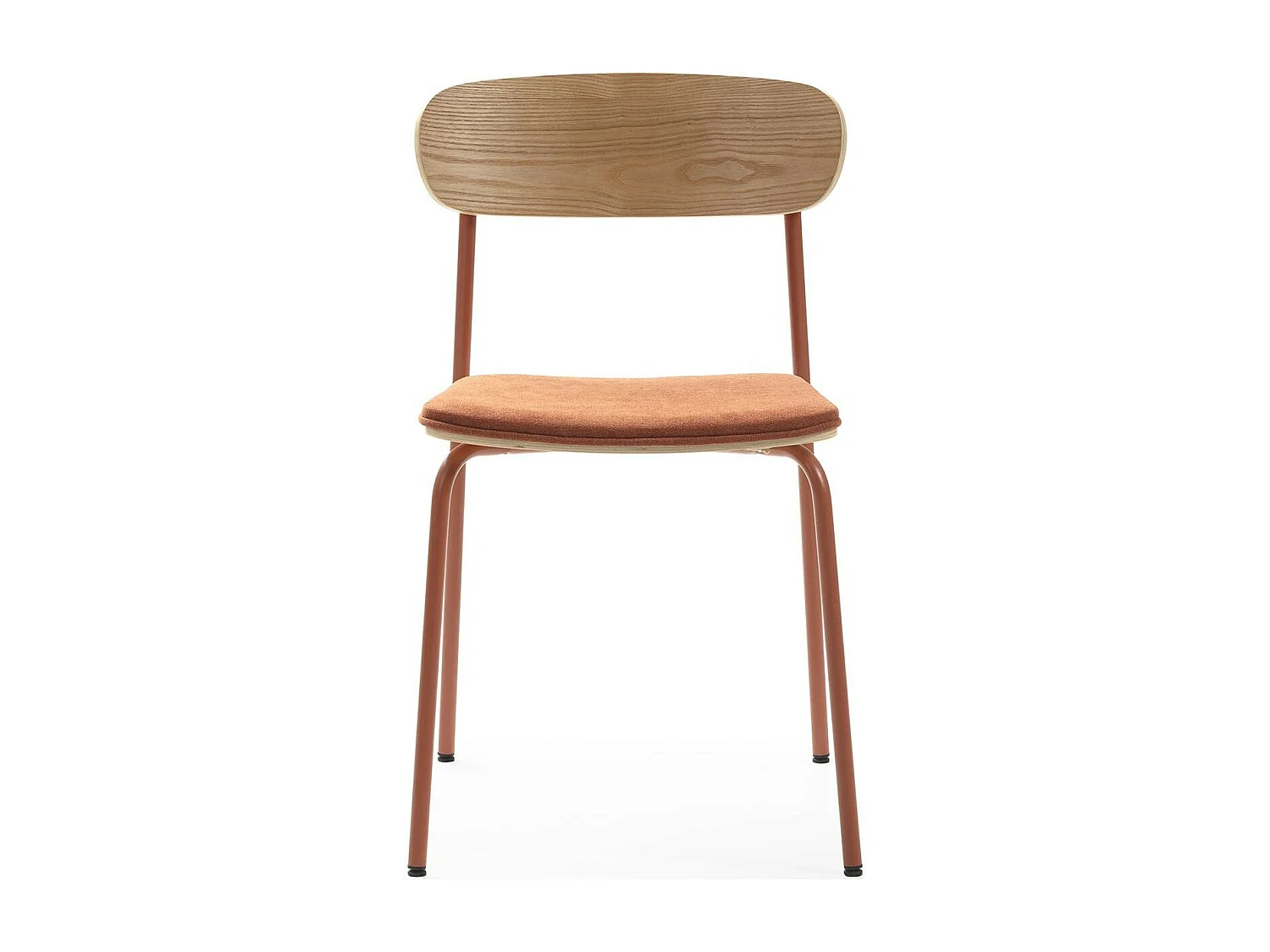 Lot de 2 chaises en tissu terracotta et effet bois - Svala