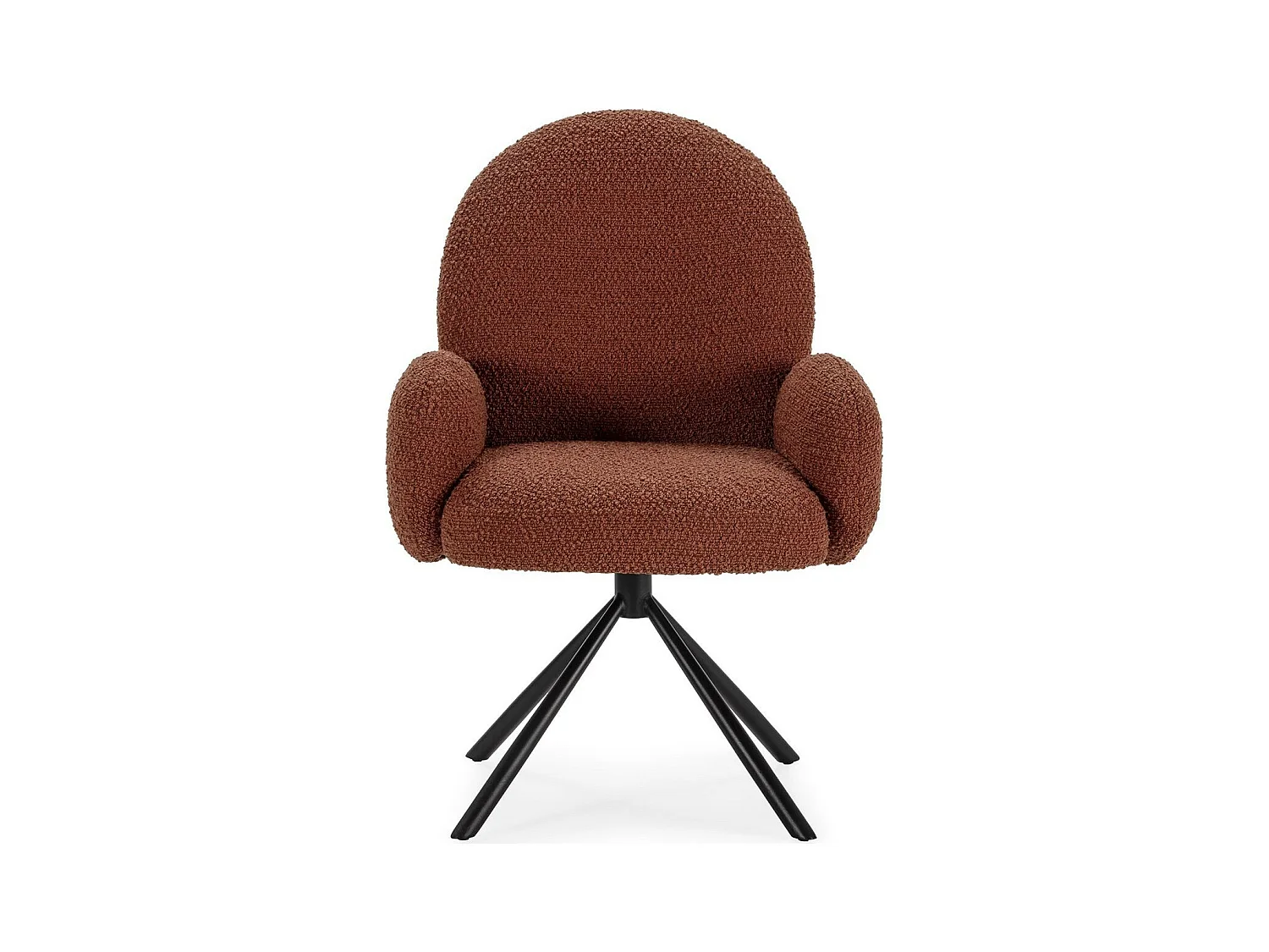 Fauteuil de table pivotant en tissu bouclé rouille - Opaline