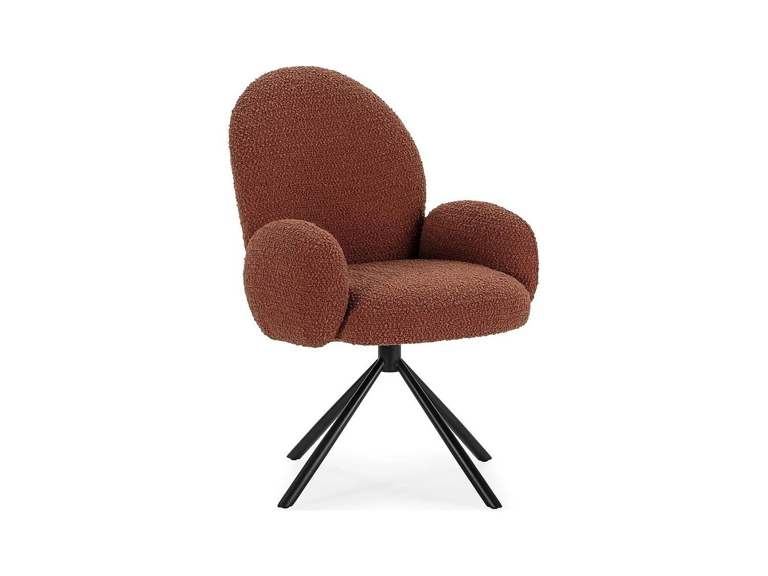 Fauteuil de table pivotant en tissu bouclé rouille - Opaline