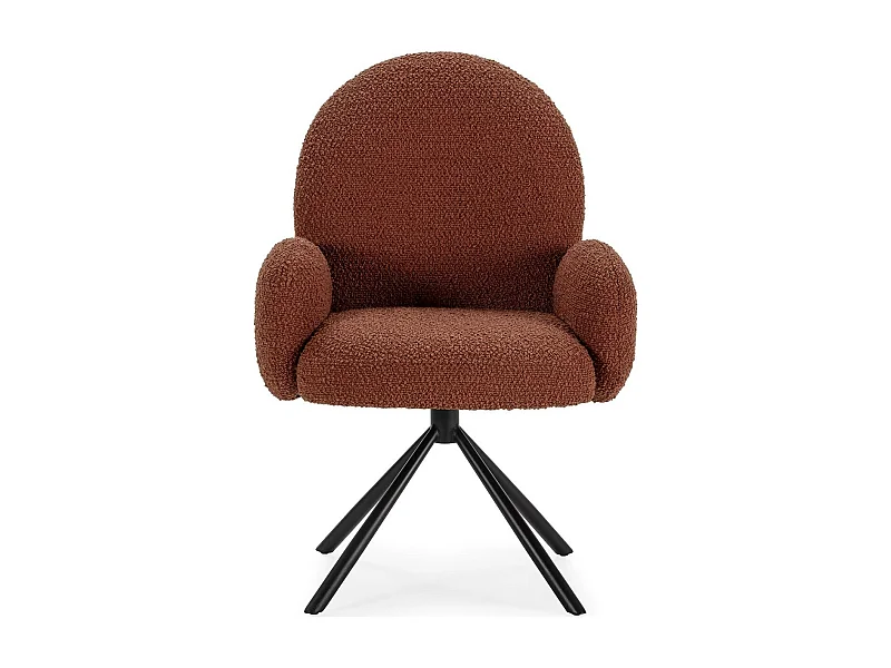 Fauteuil de table pivotant en tissu bouclé rouille - Opaline