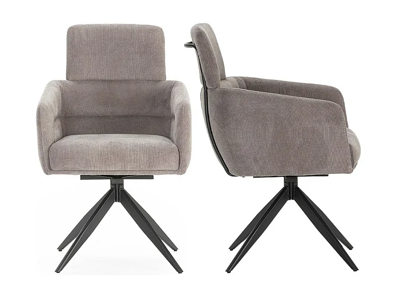 Lot de 2 fauteuils de table pivotants en tissu gris foncé - Alvar