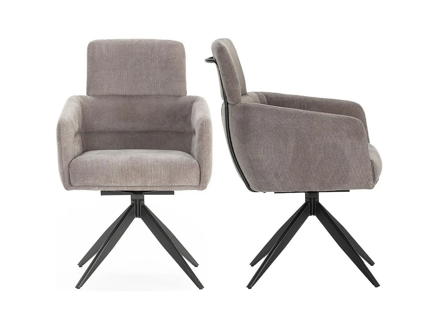 Lot de 2 fauteuils de table pivotants en tissu gris foncé - Alvar