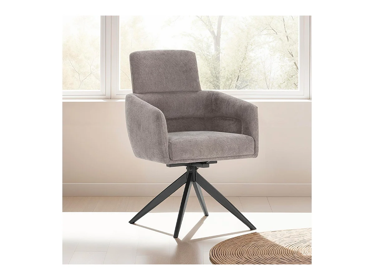 Lot de 2 fauteuils de table pivotants en tissu gris foncé - Alvar