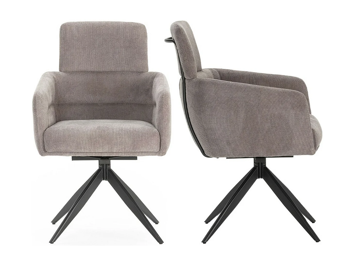 Lot de 2 fauteuils de table pivotants en tissu gris foncé - Alvar