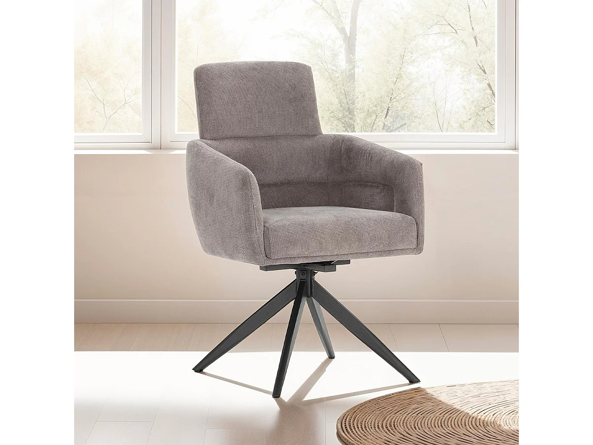Lot de 2 fauteuils de table pivotants en tissu gris foncé - Alvar