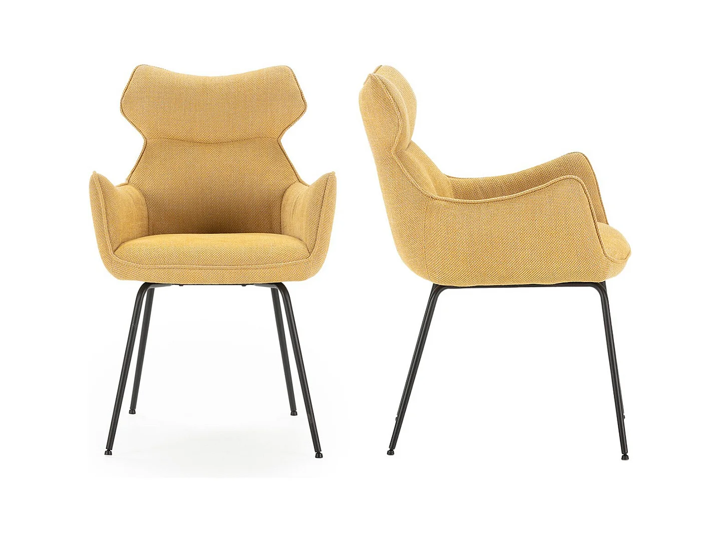Lot de 2 fauteuils de table en tissu jaune moutarde - Iconic