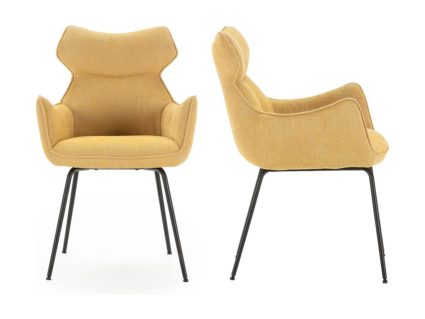 Lot de 2 fauteuils de table en tissu jaune moutarde - Iconic
