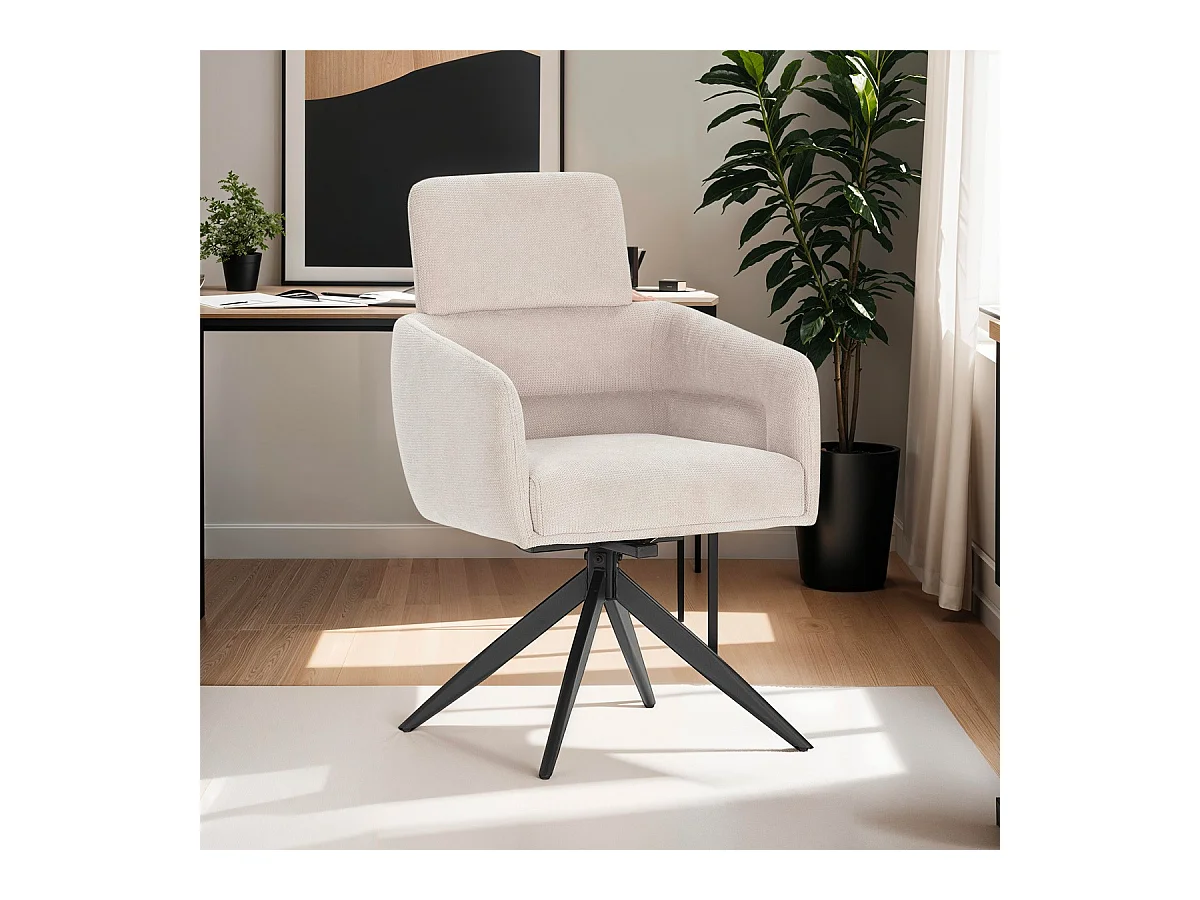 Lot de 2 fauteuils de table pivotants en tissu gris clair - Alvar