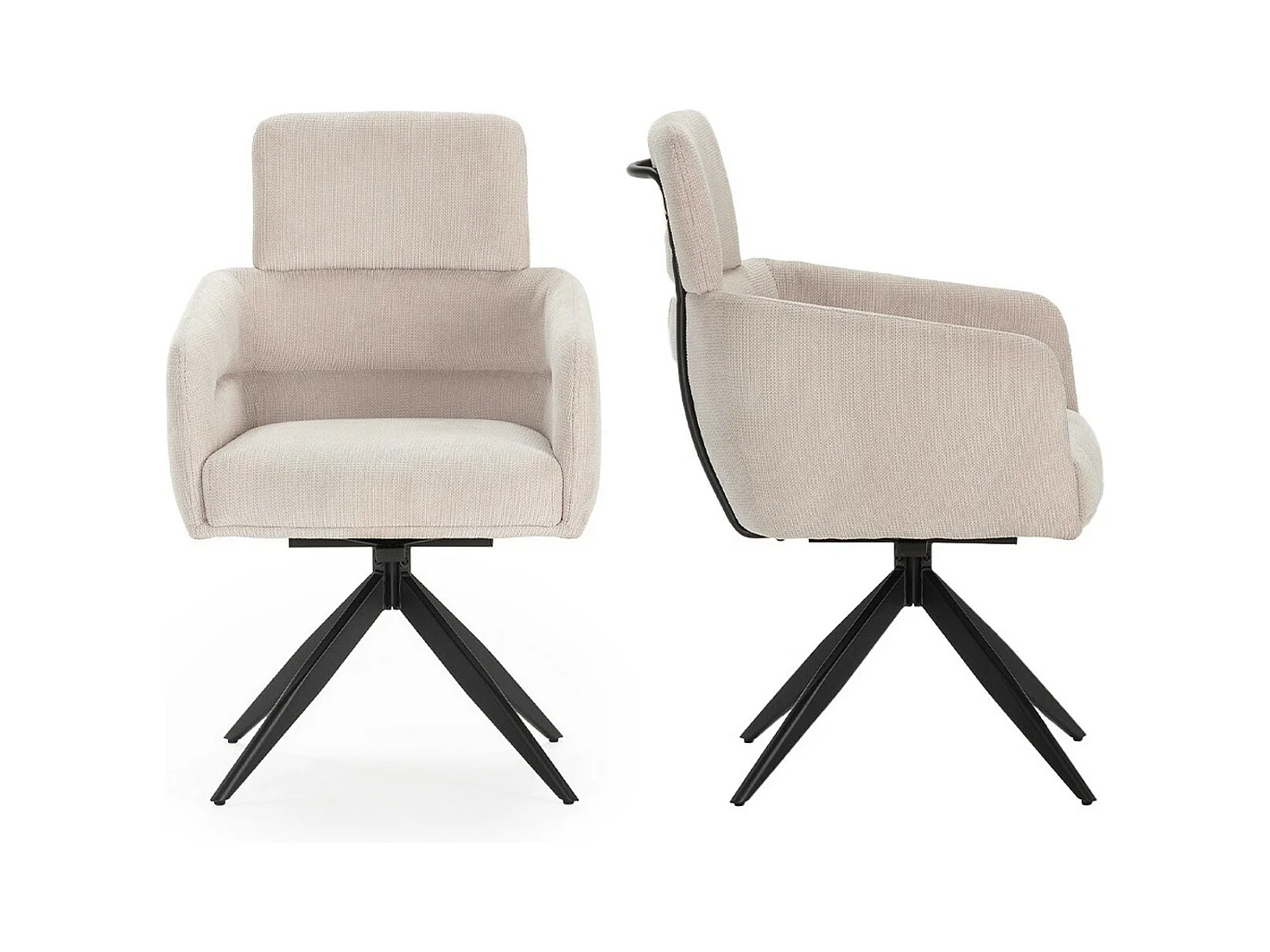 Lot de 2 fauteuils de table pivotants en tissu gris clair - Alvar