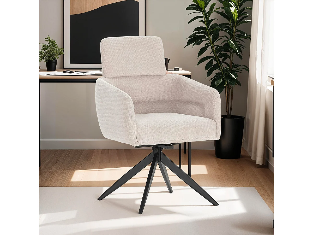 Lot de 2 fauteuils de table pivotants en tissu gris clair - Alvar