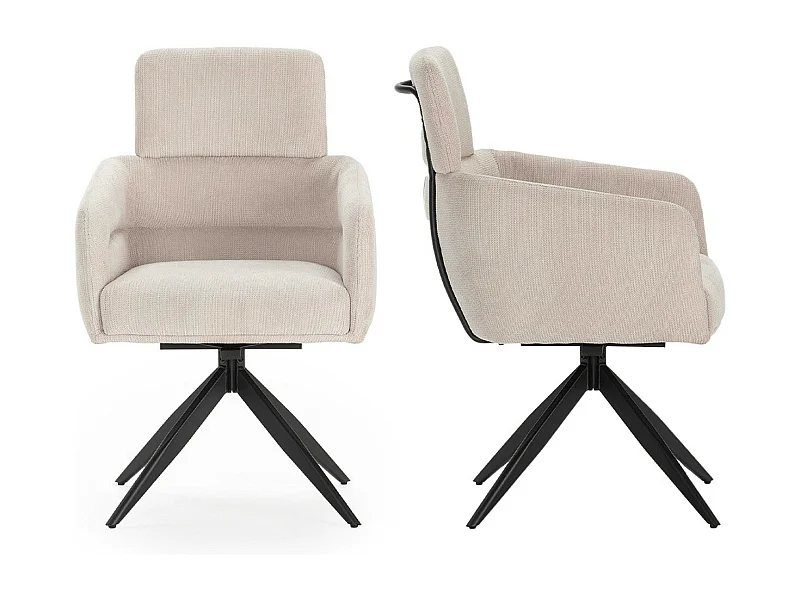 Lot de 2 fauteuils de table pivotants en tissu gris clair - Alvar