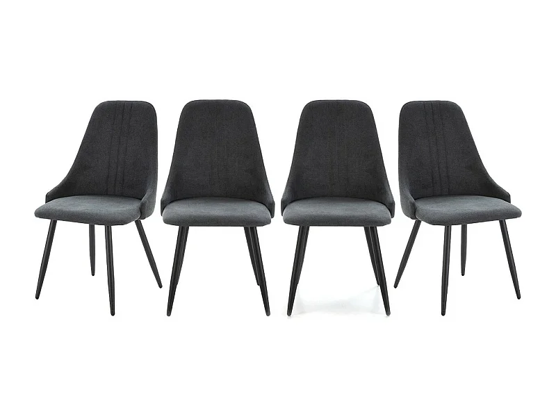 Lot de 4 chaises en tissu gris foncé - Soan