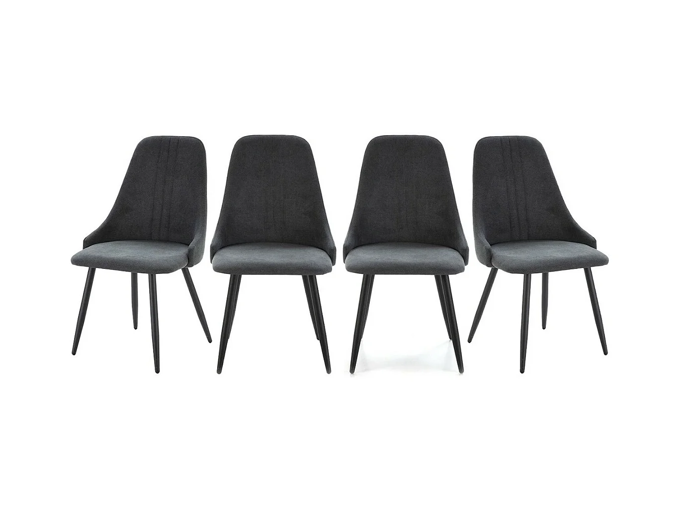 Lot de 4 chaises en tissu gris foncé - Soan