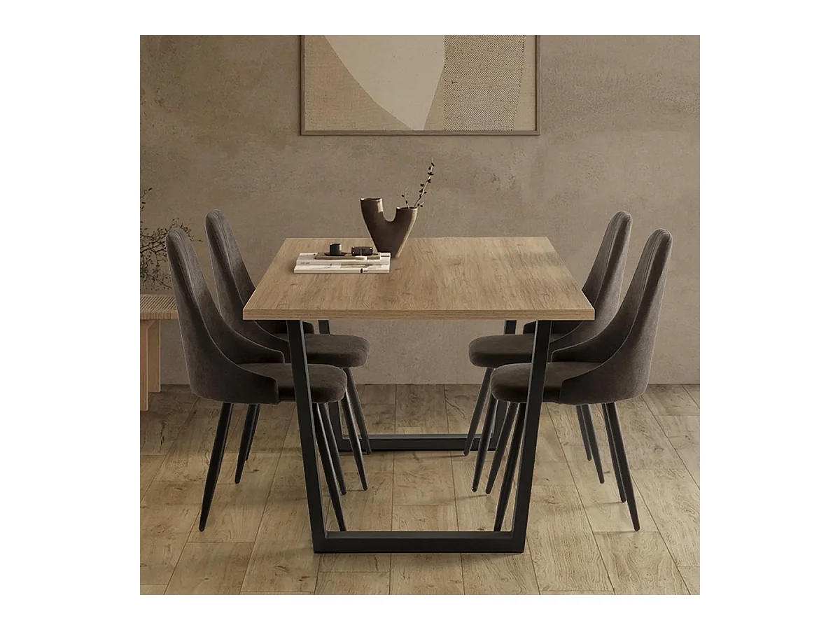 Lot de 4 chaises en tissu gris foncé - Soan