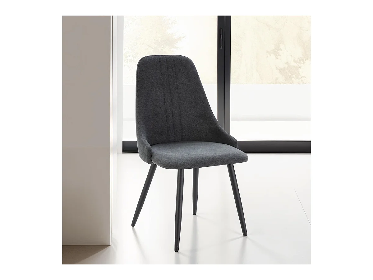 Lot de 4 chaises en tissu gris foncé - Soan