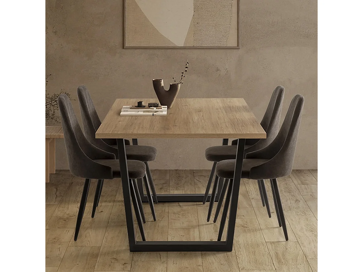 Lot de 4 chaises en tissu gris foncé - Soan