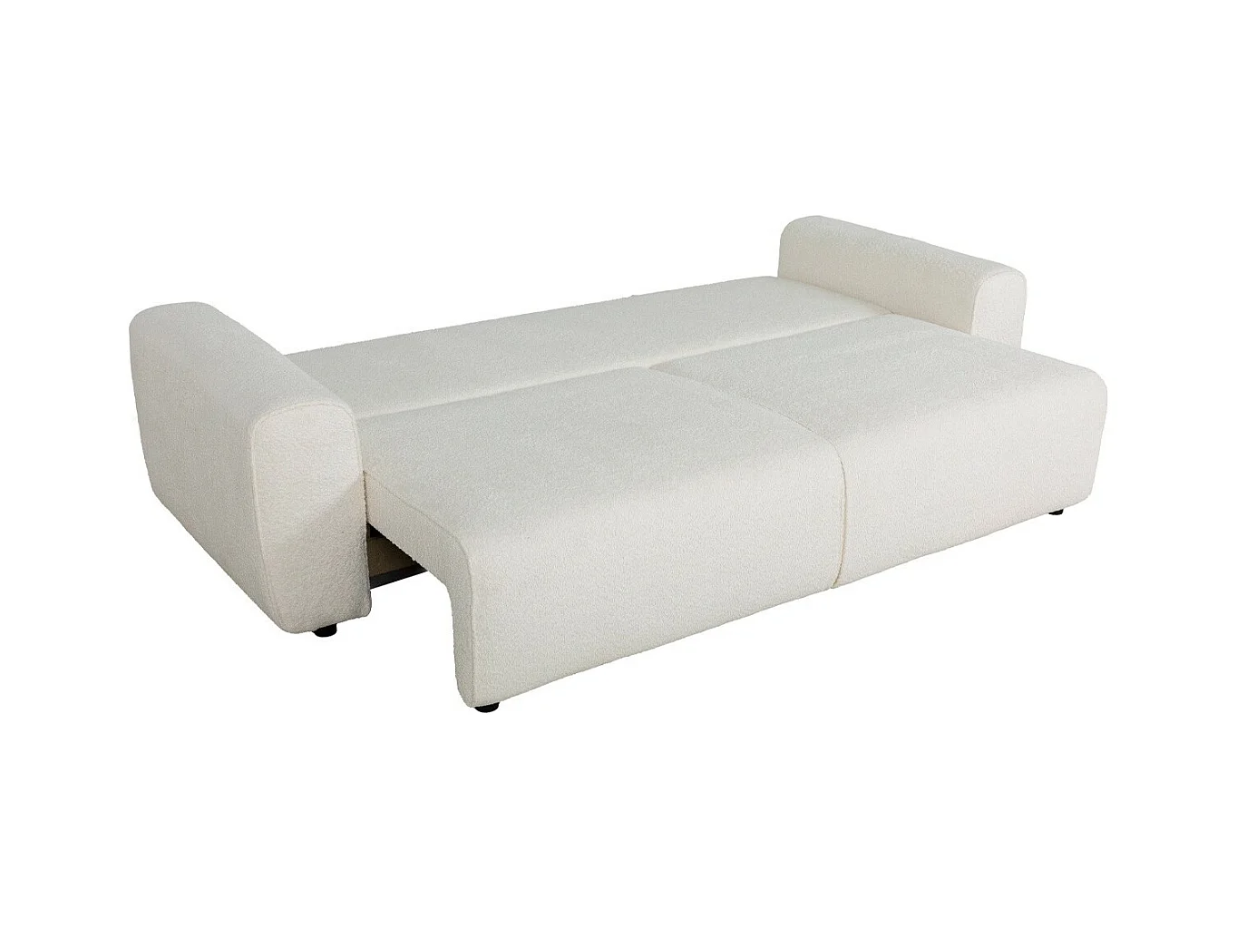 Canapé convertible 3 places en tissu bouclé beige - Grazia