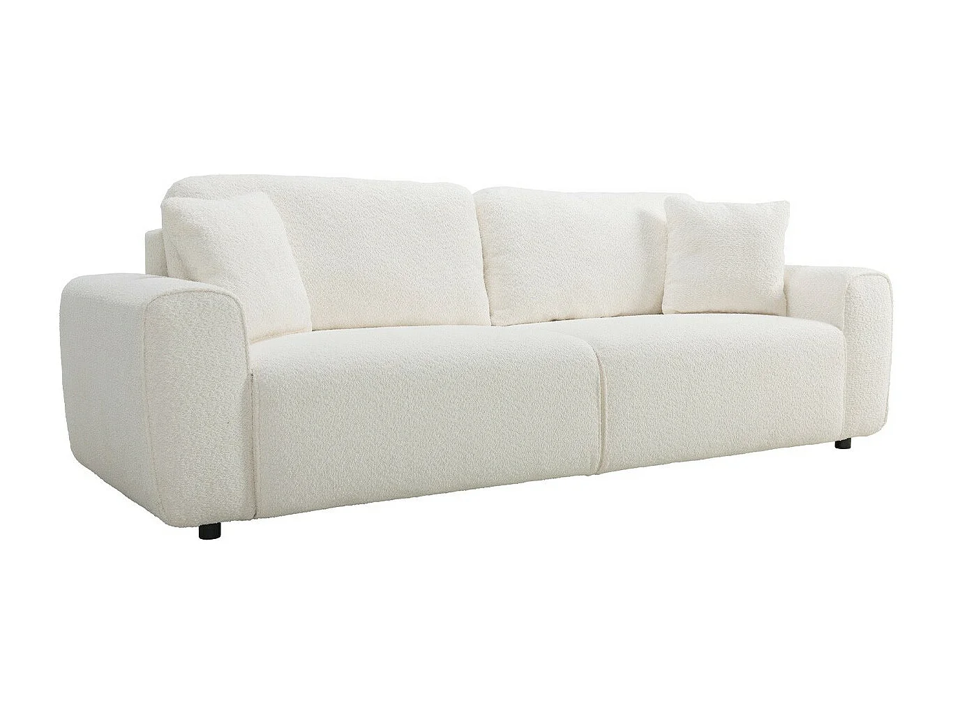 Canapé convertible 3 places en tissu bouclé beige - Grazia