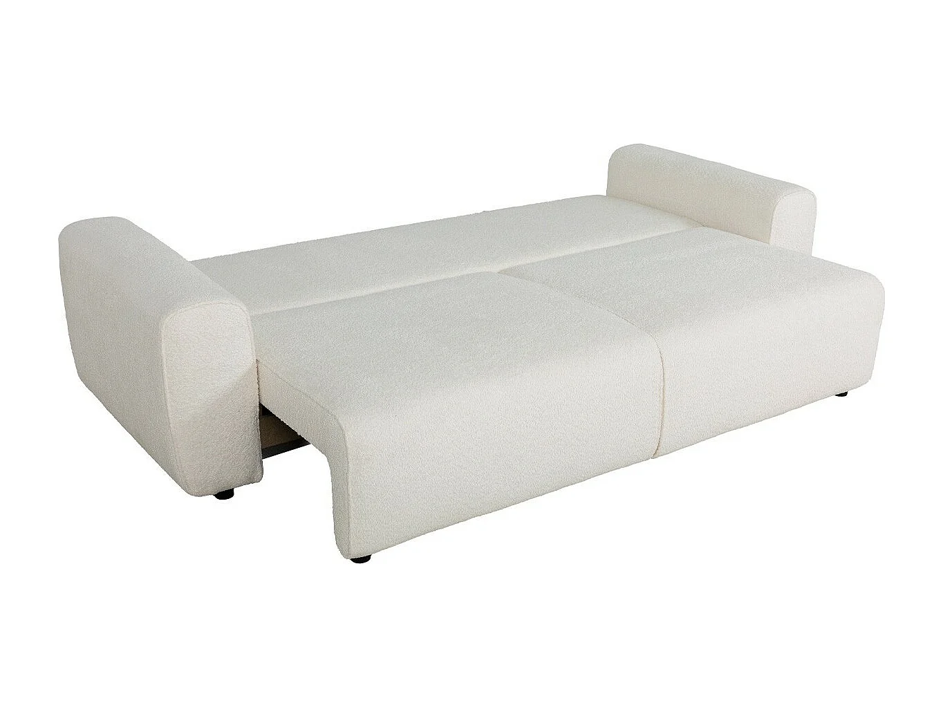 Canapé convertible 3 places en tissu bouclé beige - Grazia