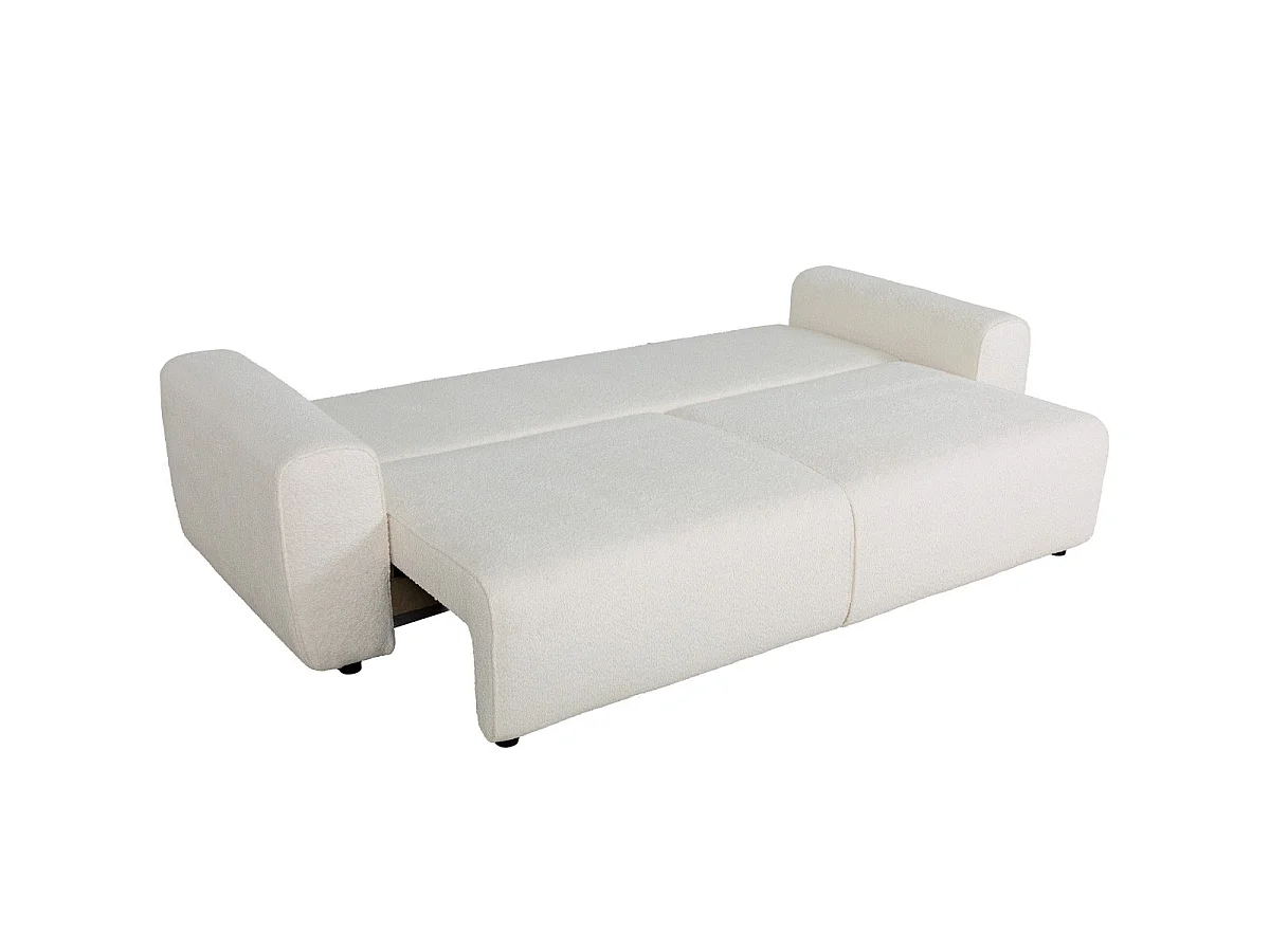 Canapé convertible 3 places en tissu bouclé beige - Grazia