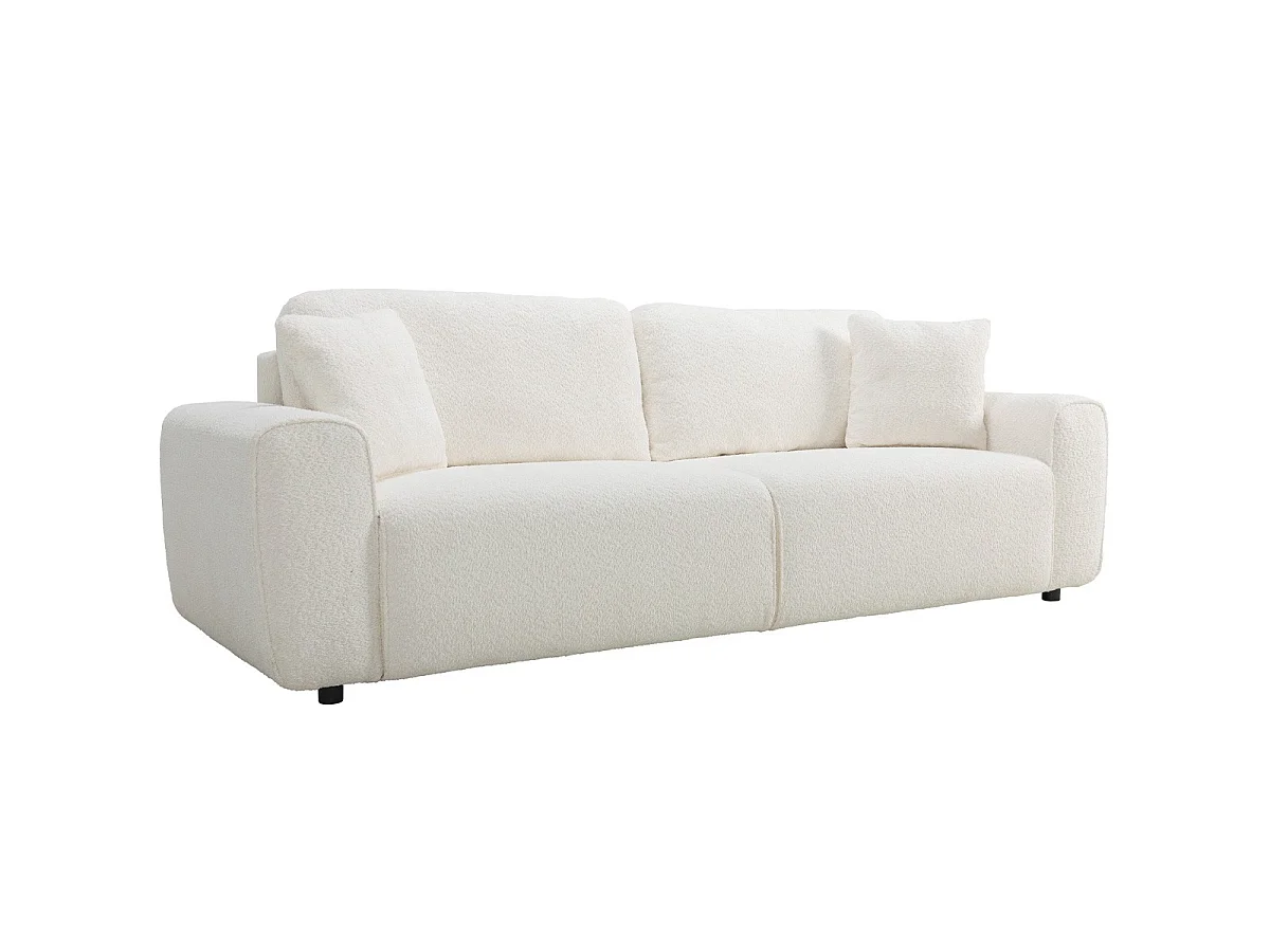 Canapé convertible 3 places en tissu bouclé beige - Grazia