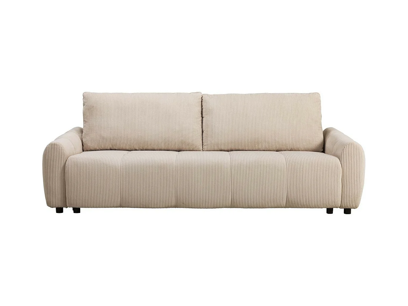 Canapé convertible 3 places en velours côtelé beige - Carla
